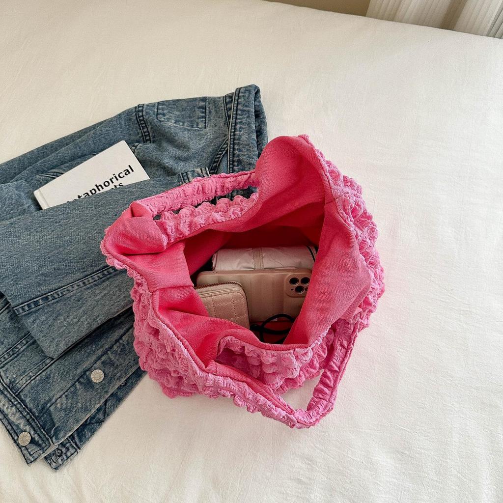 Korean Fashion Cloud Puff Floral Single-Shoulder Bag for Women - 2024 Winter Minimalist Handbag