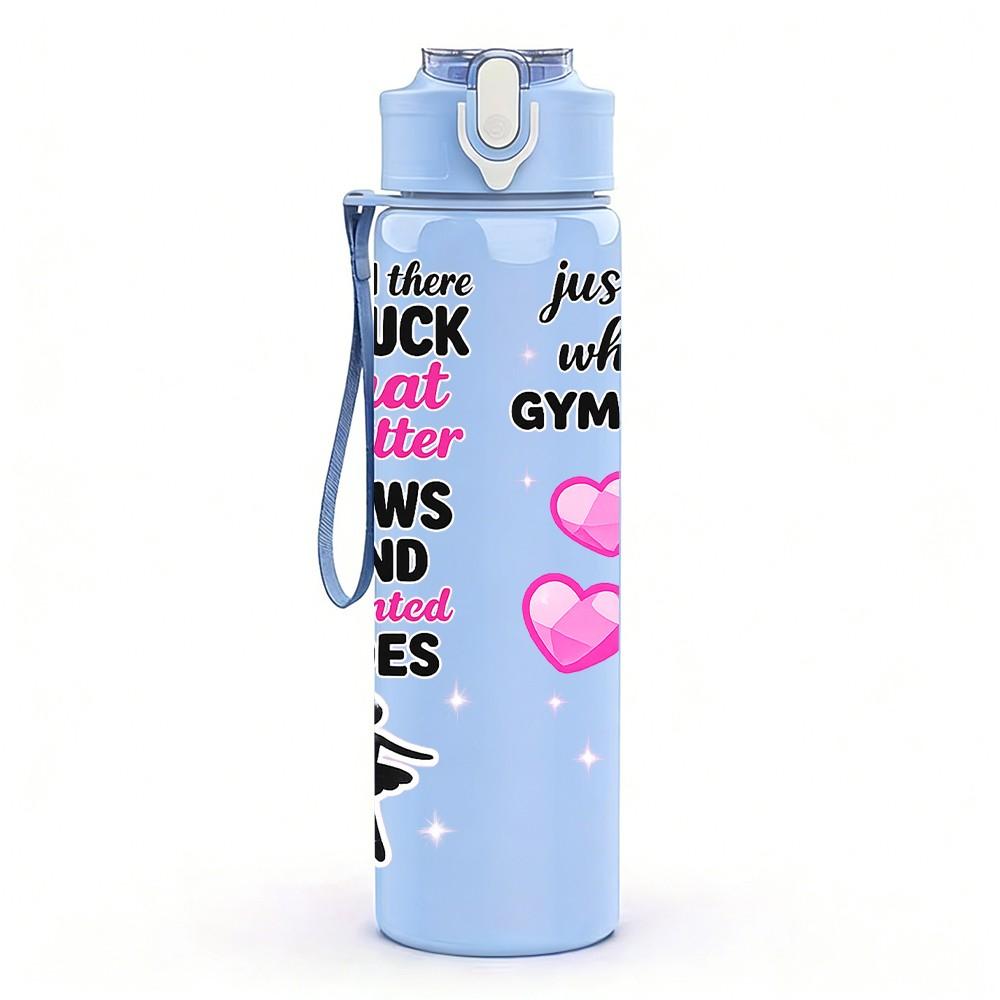 1PC Gymnastics Girl Sport Quote Print 750ml Color Plastic Sports Water Bottle Leakproof Flip Straw Lid Suitable for Sports Office Home Use