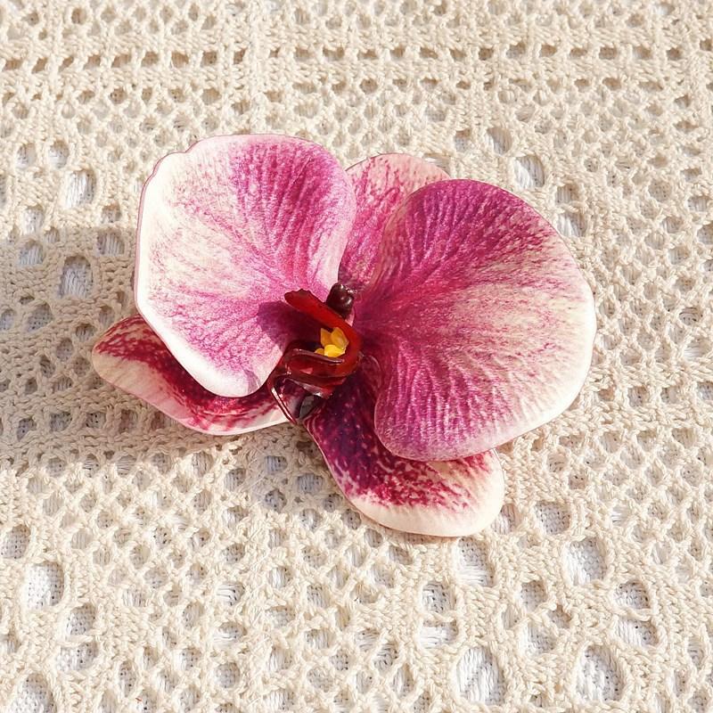 3D Print Big Butterfly Orchid Head Silicone Cotton Artificial Flower Wedding Souvenir Party Gift Box Decor Headdress Flower