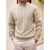 Herbst- und Winterpullover und für den täglichen Gebrauch Einfarbige Jacquard-Rollkragenpullover für junge Männer Warme Wolle