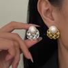 Round Woven Pearl Stud Earrings Retro Texture French Elegant Fashion Niche Three-dimensional High-end Earrings Women