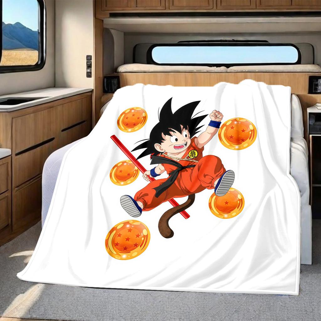 1PC Son Goku  Print Flannel Blanket, High quality All Seasons, Home Decor, Warmth and Comfort, Perfect for Christmas Gifts