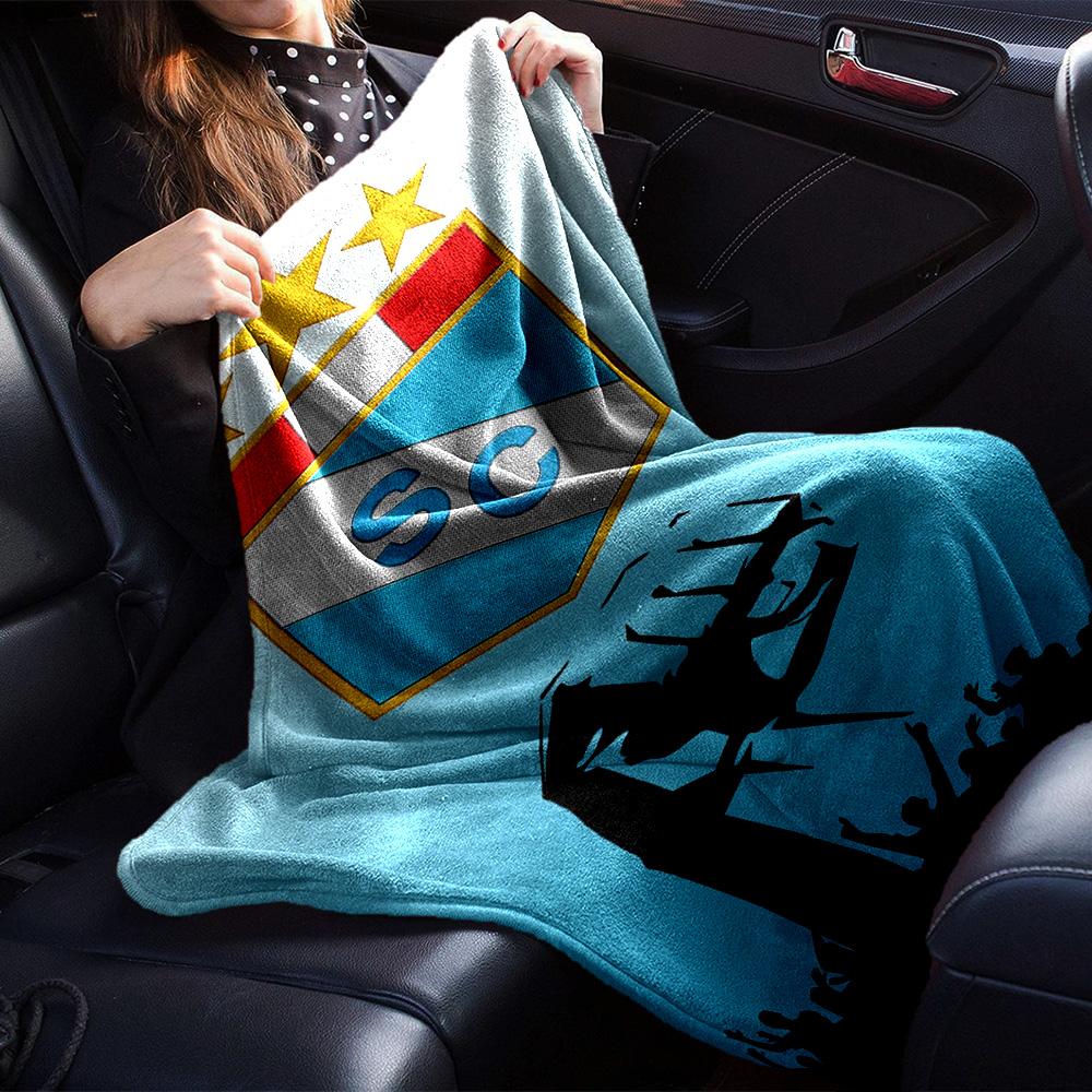 Sporting Cristal Football Club Badge Fan Silhouette Print Flannel Blanket Soft Warm Throw Blanket for Sofa Bed Living Room