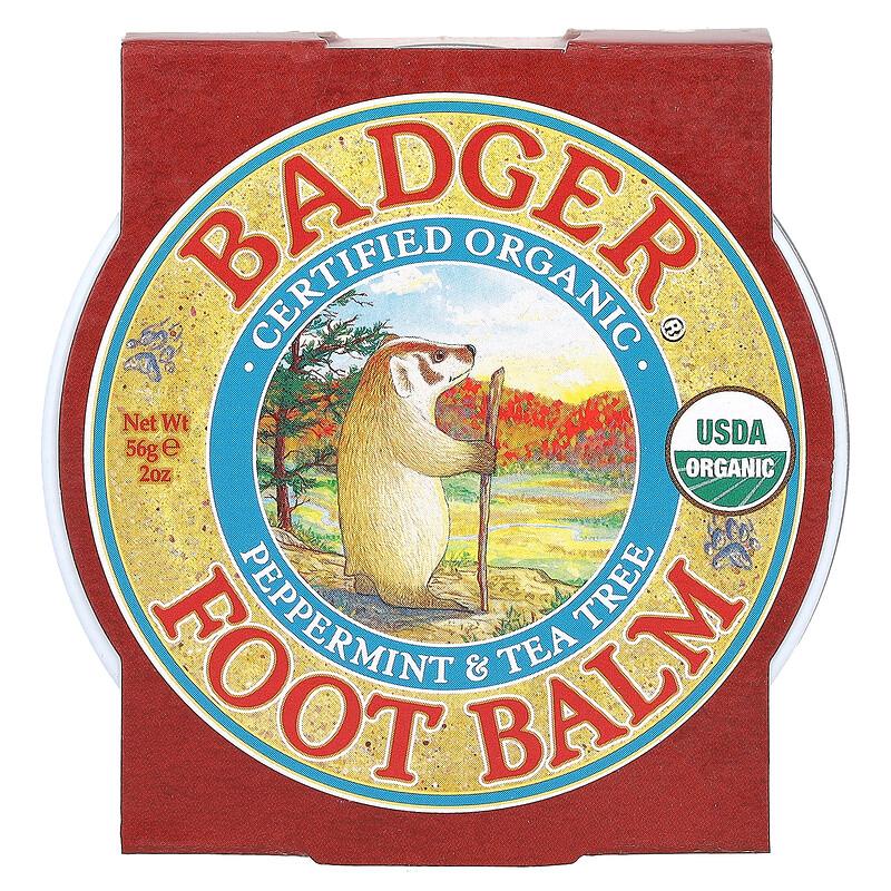 Certified Organic Foot Balm, Peppermint & Tea Tree, 2 Oz (56 G)