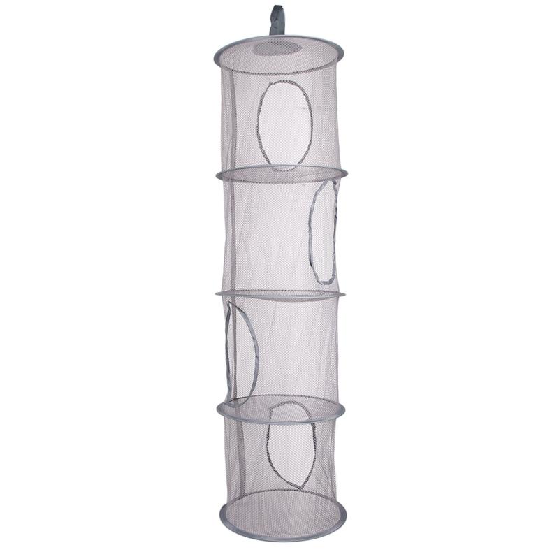 

Подвесная сетчатая сумка для хранения Складная корзина для экономии места для игрушек 4 яруса G5AB