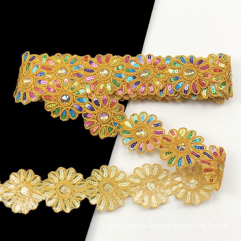 Ethnic Style Embroidered DIY Lace Trimmings for African Clothing