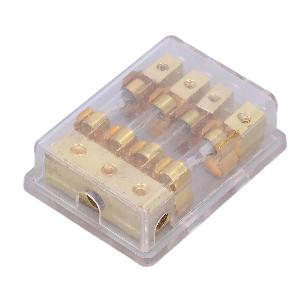 Power Distribution Block Car Audio Splitter 1 In 4 Out Ground Distributor Fuse Holder 60A
