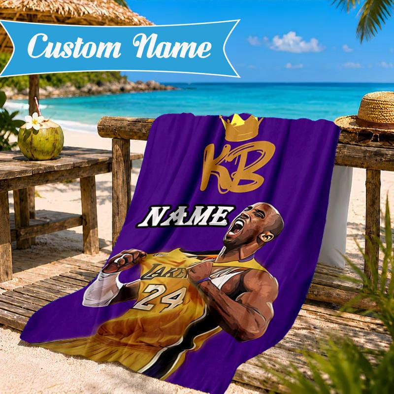 Asciugamano da Spiaggia Personalizzato con i Numeri della Legacy di Kobe Bryant, Asciugamano da Spiaggia in Microfibra, Leggero e Asciugatura Rapida, per Viaggi Estivi, Regalo per Piscina
