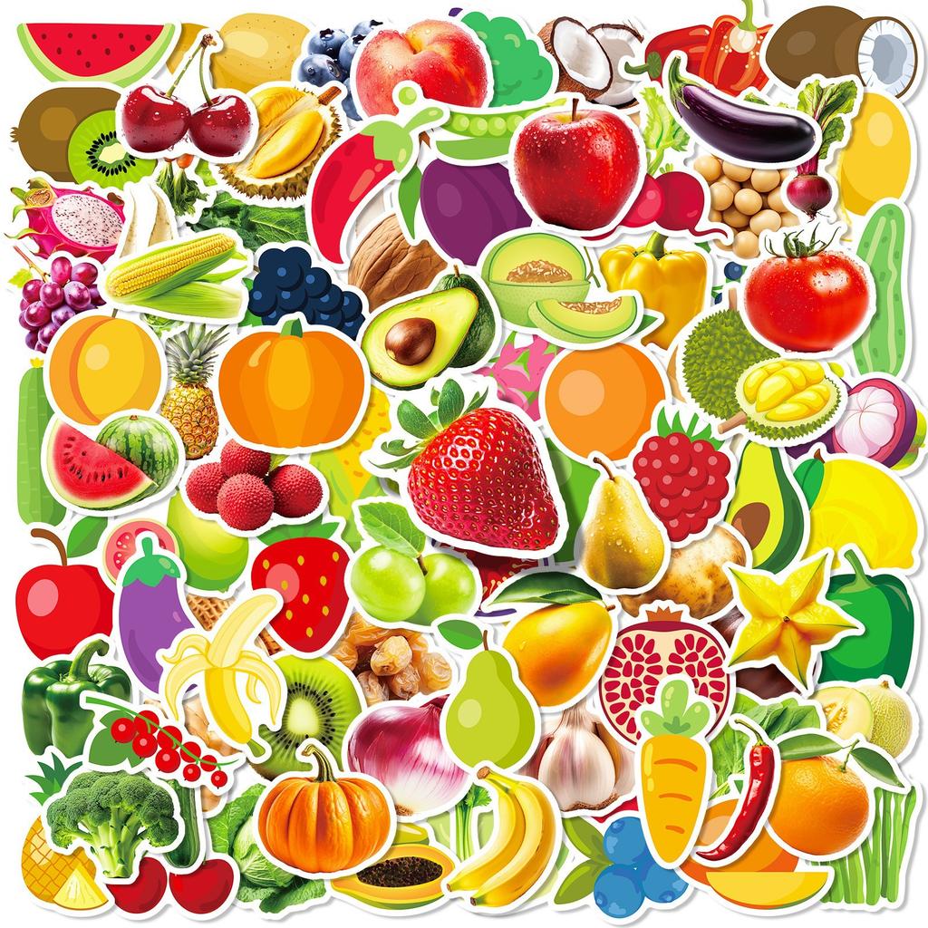 100 New Fruits and Vegetables Fresh Ins Graffiti Stickers Notebook BIY Children's Stickers