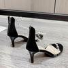 Summer French Transparent One-Word Pearl Sandals Comfortable Back Zipper High Heels Women
