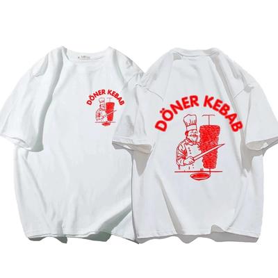 Yaz Spor Tişörtü Erkek Döner Kebab Baskılı, Kısa Kollu Üst, Eğlenceli Kadın Tişörtü, Bol Kesim Vintage Tişört, Giyim