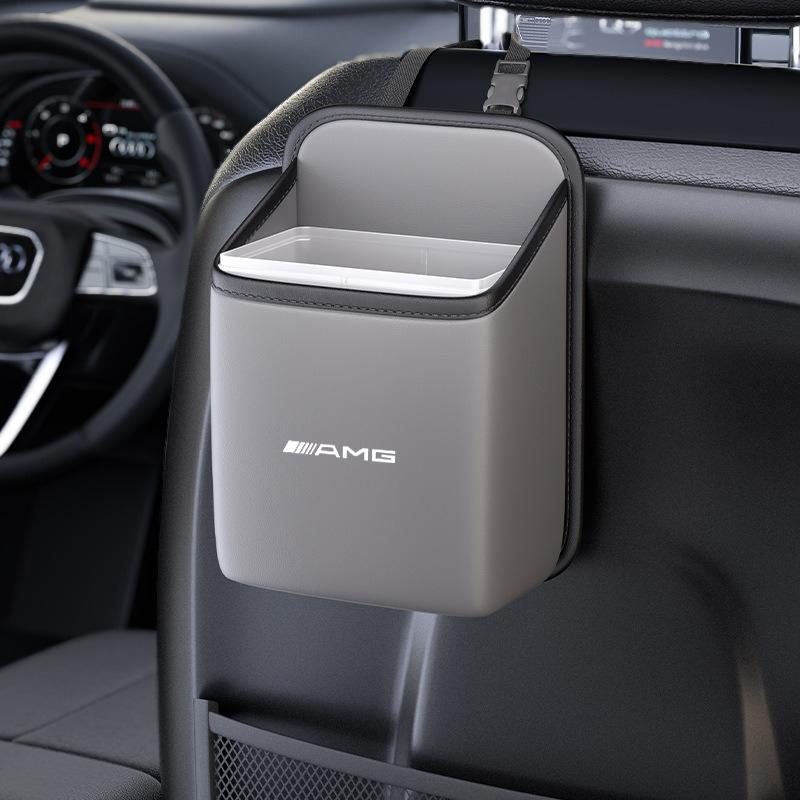 TXF4 Car Hanging Trash Can Seat Back Storage Box For Mercedes Benz AMG W204 W212 W176 GLC CLA GLA E Interior Auto Accessories