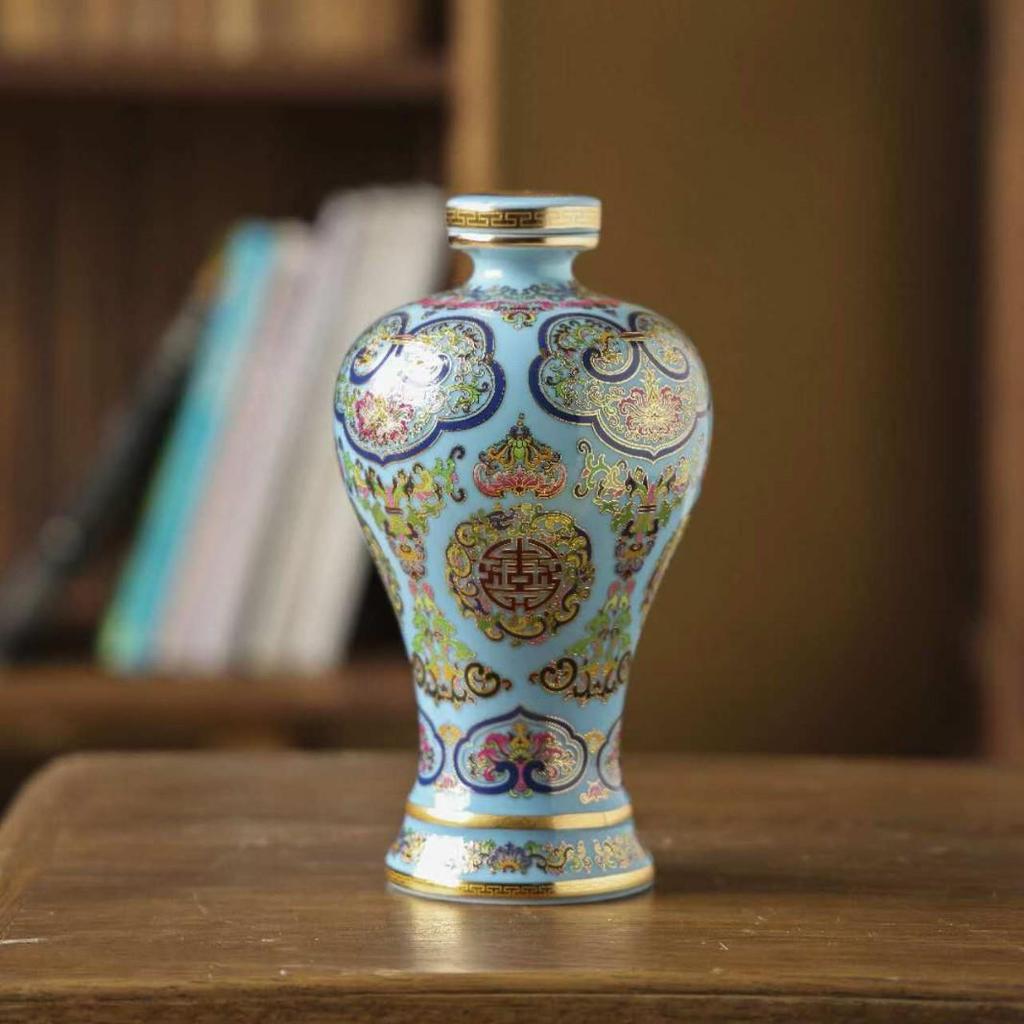 Exquisite Famille Rose Cloisonné Enamel Wine Jar Ornament, 1 Jin/5 Jin Capacity