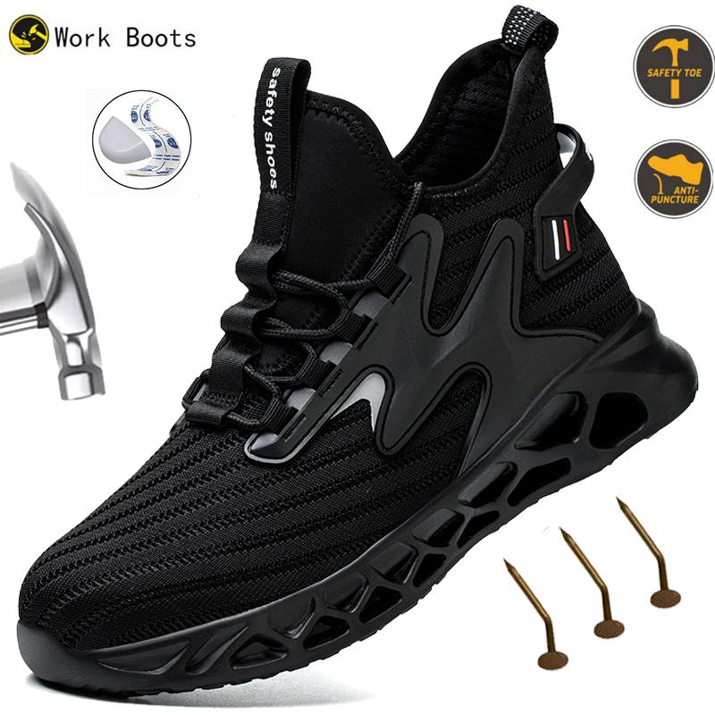 Steel Toe Cap Light Breathable Sneaker For Men Unisex Work Safety Shoes Anti-Smash And Anti-Puncture Non-Slip Safety Sneakers
