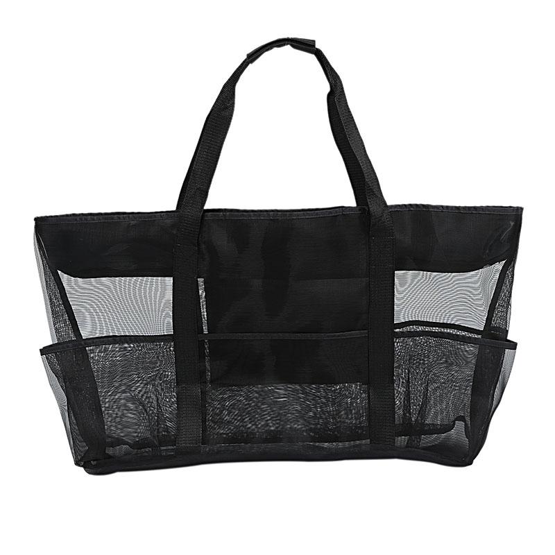Summer Large Capacity Mesh Beach Bag For Towels 8 Pockets Durable Beach Bag For Toys Waterproof Underwear Pocket Beach Tote Bag