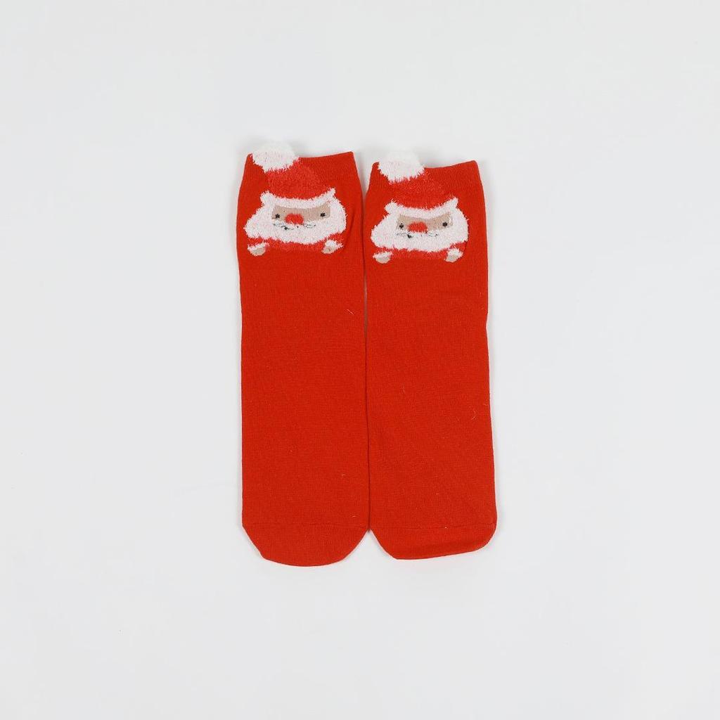 Women's Mid-Calf Cartoon Striped Socks with 3D Ears - Christmas Style
