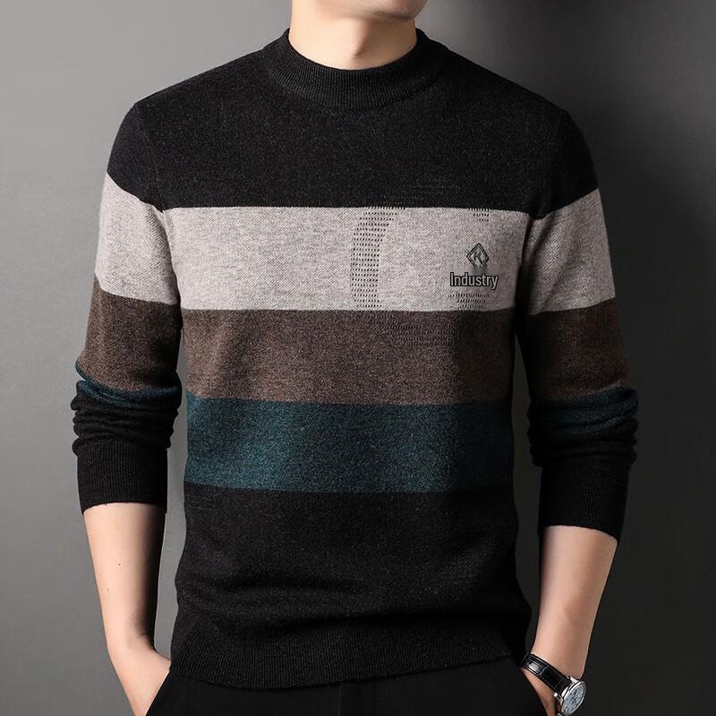 Hengyuanxiang Men s Thickened Mock Neck Wool Sweater L 175/92A