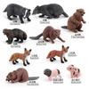 Simulation Forest Animal Set Model 10-Piece Fox Mink Bear Beaver Piglet Desktop Static Ornament Toy Batch