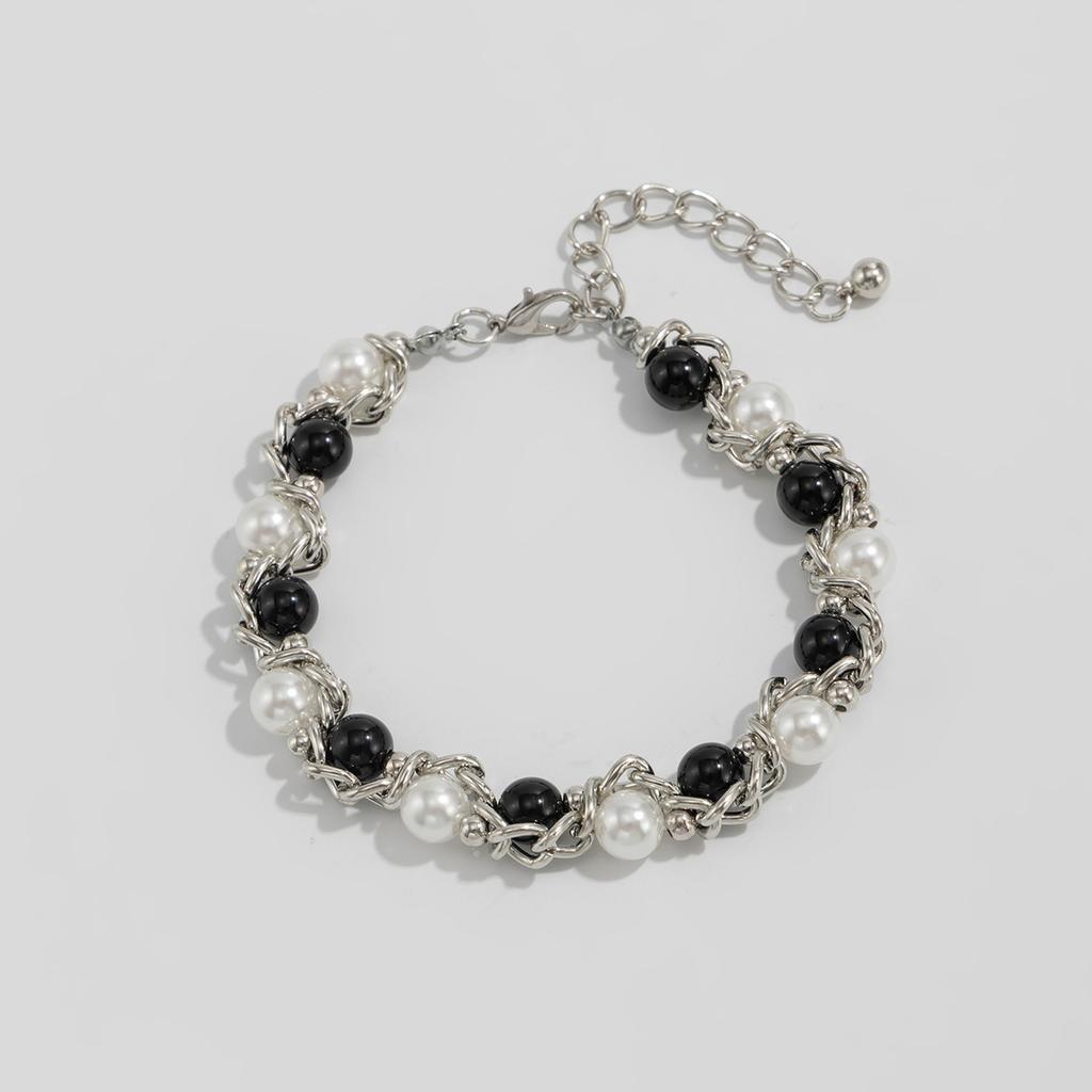 New Pearl Chain Wrapped Collarbone Chain Men's Trendy Hip-Hop Personality Men's Collarbone Chain Men's Neck Chain