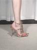 New Open-toed Pointed Rhinestone Chain with Sandals Women's Summer Crystal Stiletto High Heels