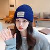 Hat trendy retro patch couple wool hat women's autumn and winter big head circumference warm ear protection knitted hat