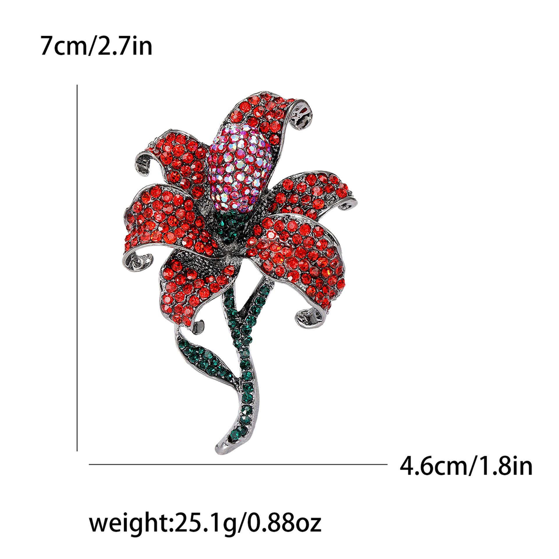 Korean-Style Rhinestone Rose Brooch & Elegant Silk Scarf Buckle Ornament