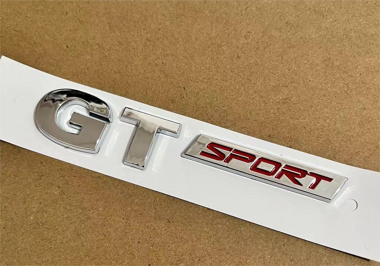 1X 3D ABS Chrom Silber Schwarz Rot GT SPORT GTSPORT für Polo FGJM5 Passat Golf 5 MK5 Edition Emblem Abzeichen LKW Aufkleber gray