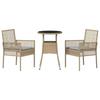 Garden Dining Set 3 Pcs Beige Poly Rattan