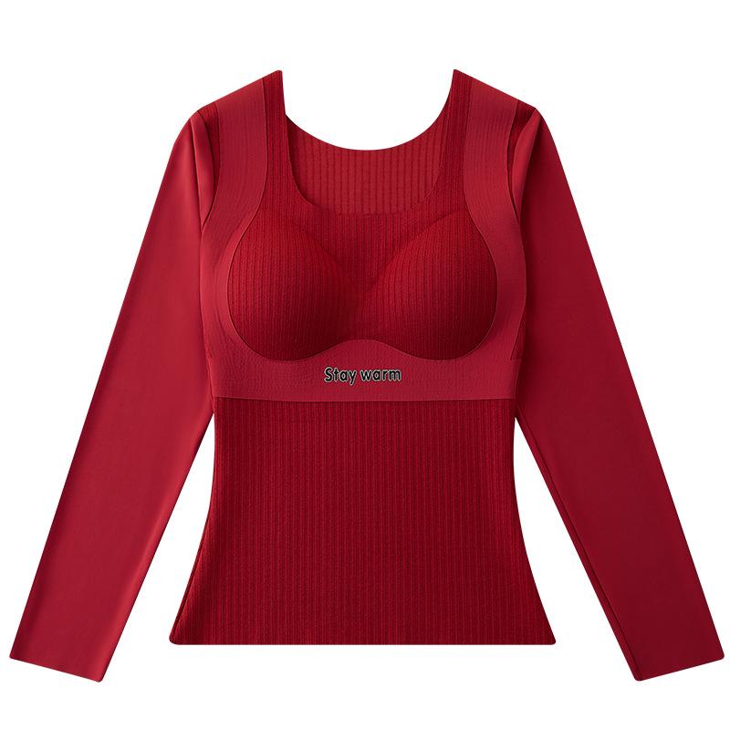 

VCTEORAI Базовый слой большого размера с флисовой подкладкой, моделирующий фигуру, цельный - Не мнется и не скатывается для верхней одежды. XL вино красного