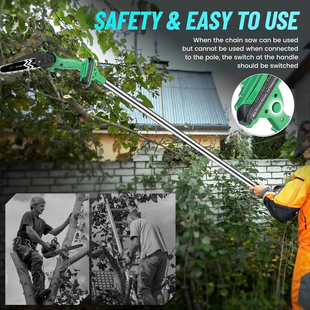 20V Cordless 2 In 1 Pole Saw DIY Grade Chainsaw with Long Pole for Wood Cutting Local EU Warehouse