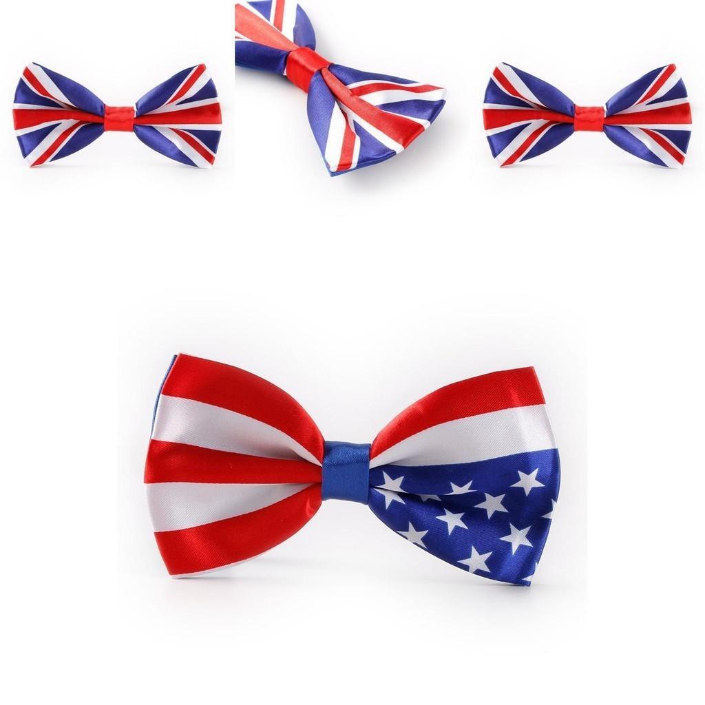 Stylish Union Jack Usa Flag Silk Bow Tie For Fancy Dress Costumes