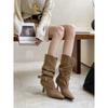 Vintage Pointed Suede Stiletto Short Boots Trend High Heels Babe Boots Fashion Boots