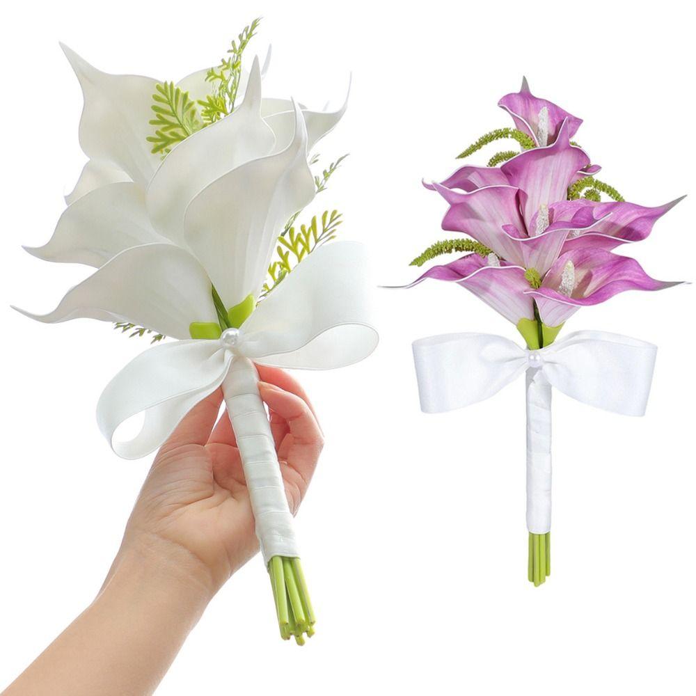 Handheld Bridal Bouquet Elegant Wedding Hold Flower Calla Flower Bouquet  Home Decor