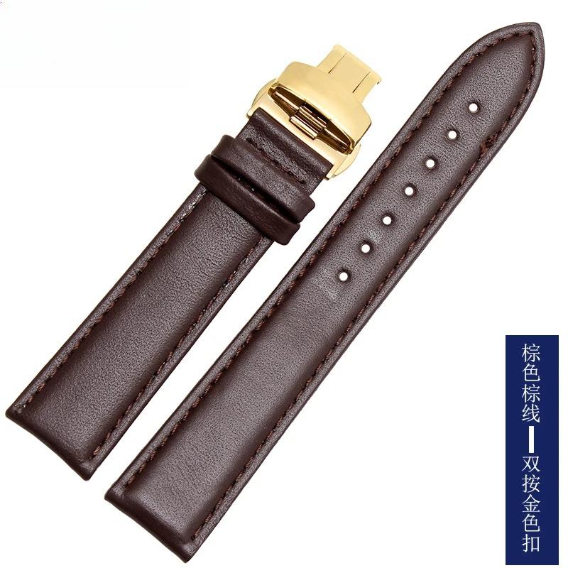 Smooth Genuine Calfskin Leather Watchband 18mm 19mm 20mm 21mm 22mm 23 Soft Straps Automatic Butterfly Buckle Business Watch Band