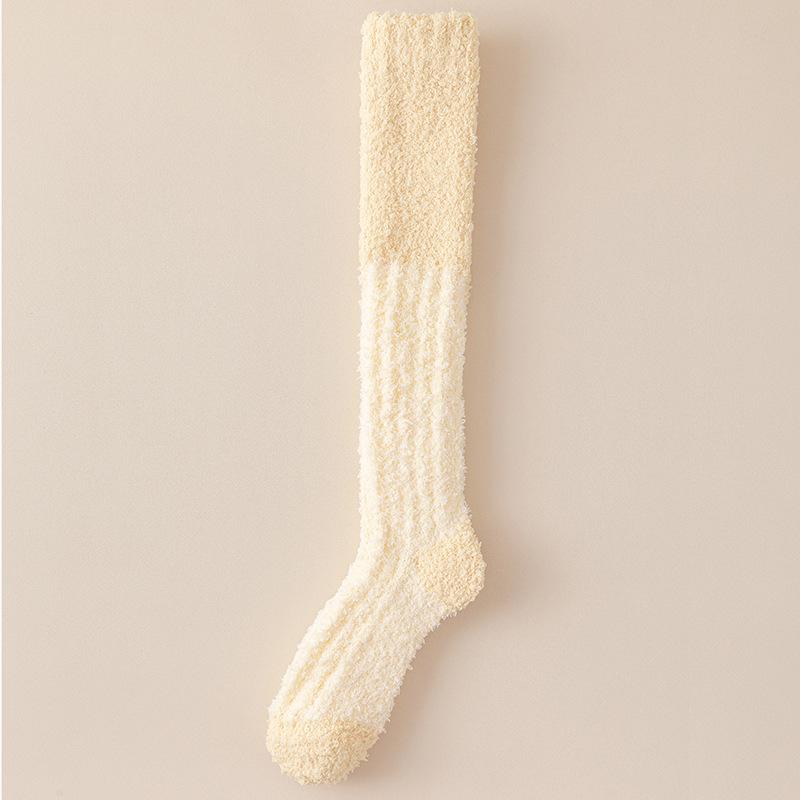 

Женские плюшевые длинные носки из кораллового флиса: Толстые, теплые носки для сна на осень и зиму One Size