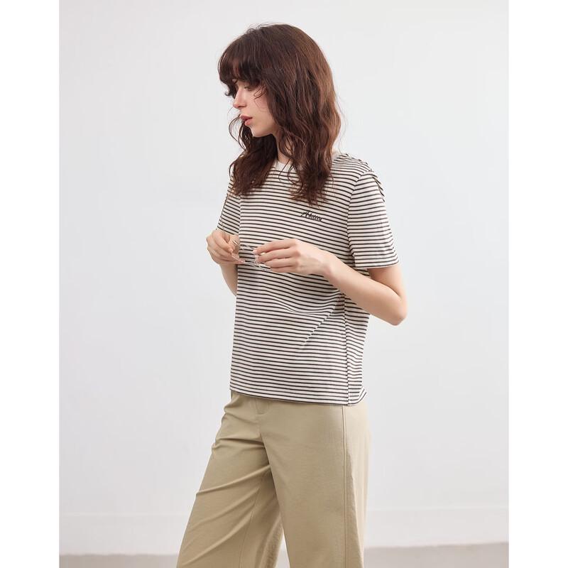 

Women s Cloud Cotton Striped Embroidered T-shirt L