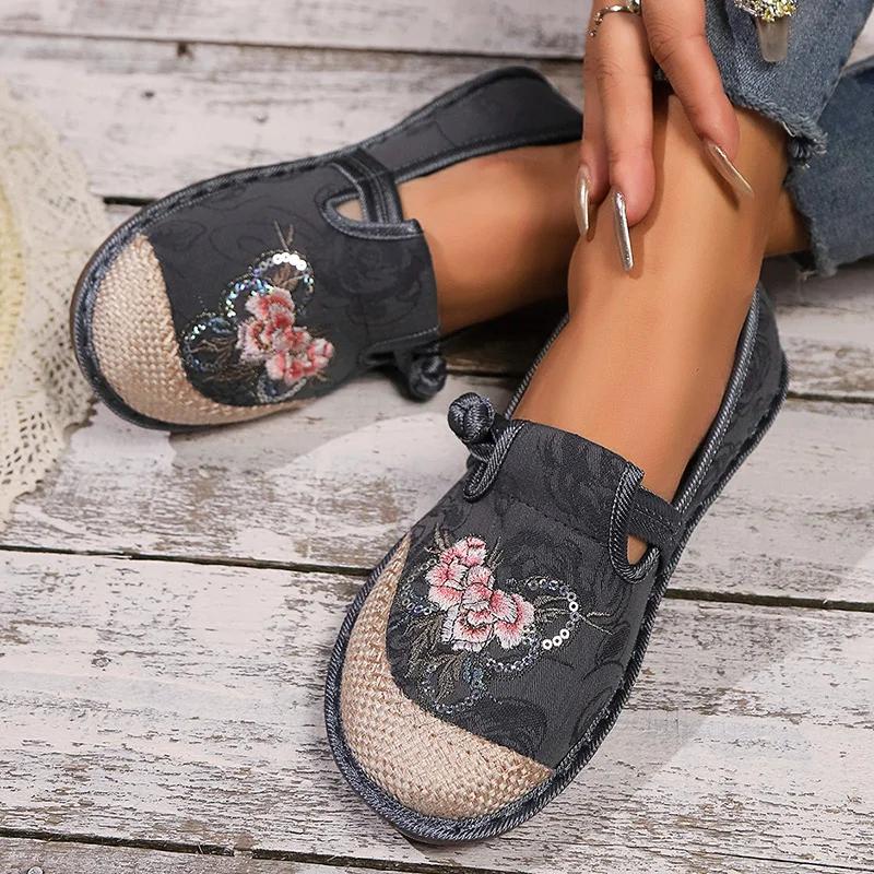 Colourful Embroider Flowers Soft Sole Shoes Women Patchwork Big Size Casual Shoes Comfort Light Spring New Ladies Walking Shoes