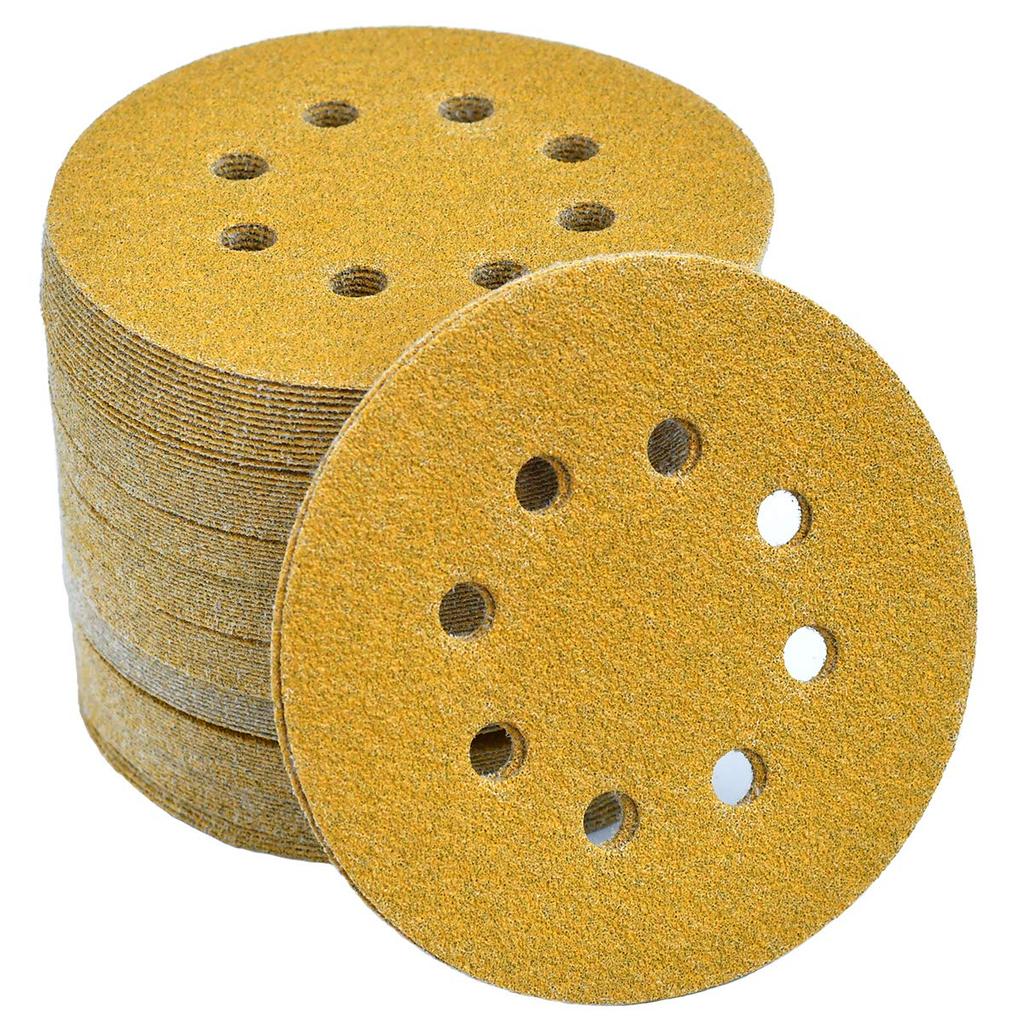 100PCS 5-Inch 8-Hole Hook and Loop Sanding Discs 120-Grit Random Orbit Sandpaper, 100-Pack