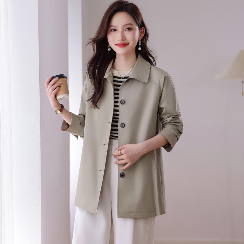 

Fashionable Plus Size Mid-Length Trench Coat for Middle-Aged Women - New 2025 Spring/Autumn Style XL (Recommend 55kg-60kg)