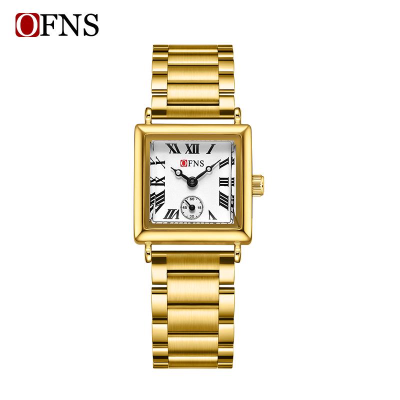 OFNS Women's Classic Luxury Retro Square Quartz Watch with Roman Numerals