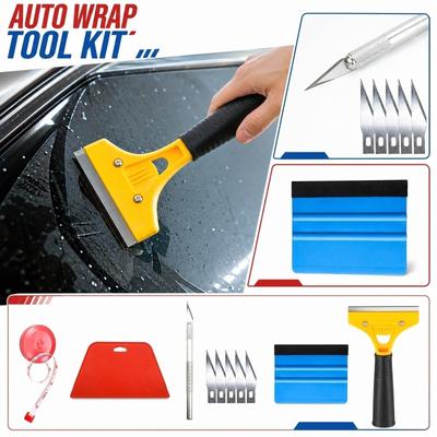 Automotive Window Film Application Tool Kit with Squeegee Scraper Utility Knife Blades Tape Measure for Car Vinyl Wrap Installation