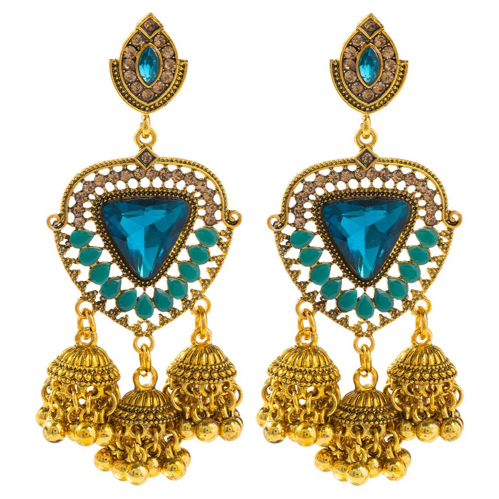 Ethnic Vintage Women's Geometric Turkish Jhumka Earrings Indian Jewelry Tassel Dangling Earring