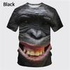 Lässiges Herren 3D Design Parodie Gorilla Lustiges Affen T-Shirt Lustiger Schmollmund Affe 3D Druck Sommer Kurzarmshirt Kinder