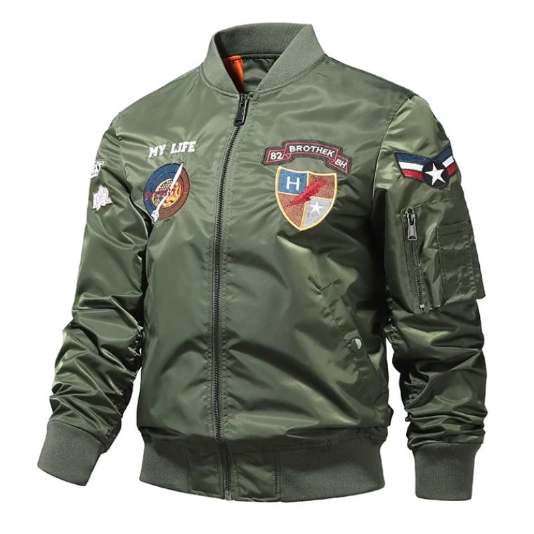Herrjacka Höst Air Force Bomberjacka Herrbroderi Baseball Uniform Casual jacka