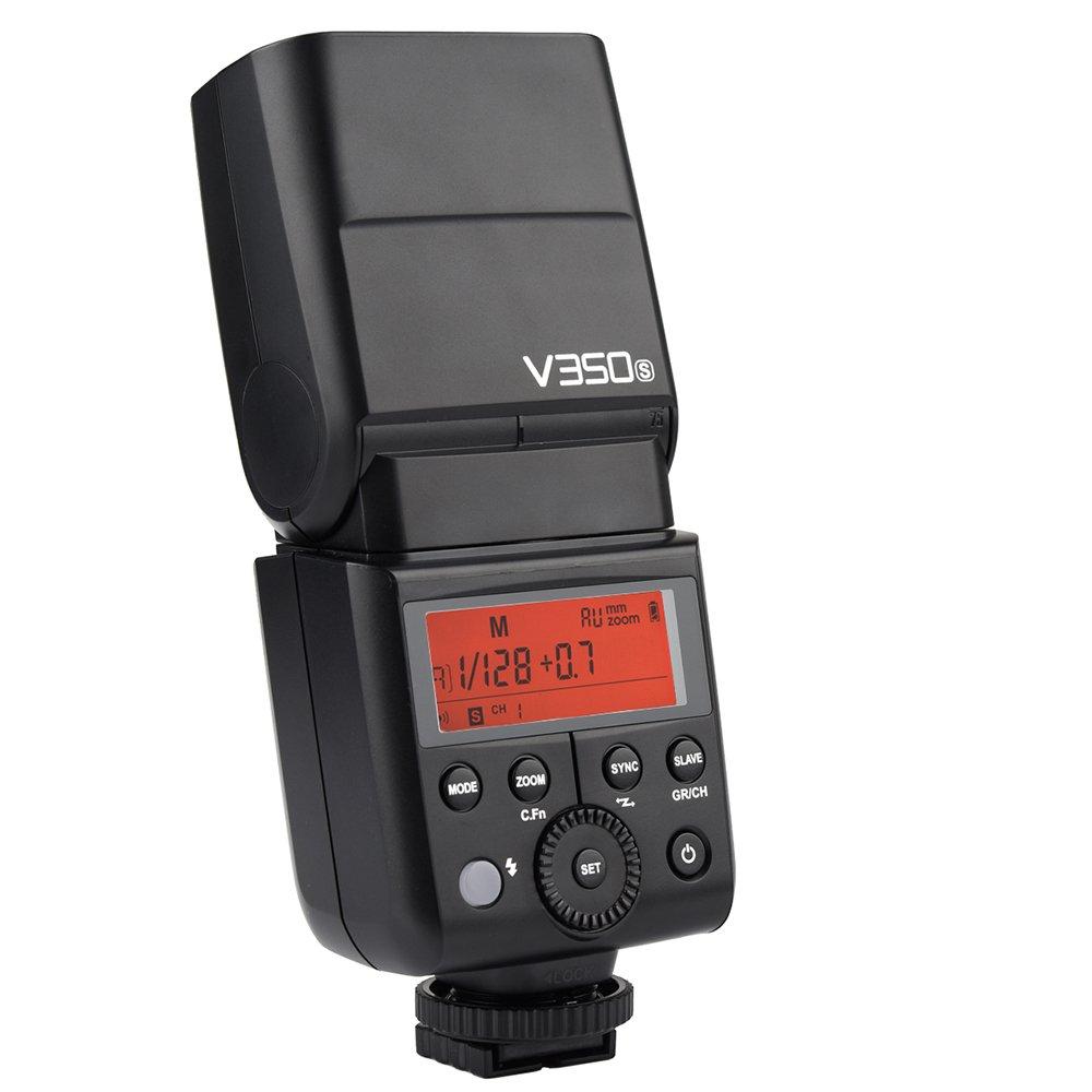 Godox Blesk V350S pro fotoaparát Sony s technologií Technical Enemy Mark, bezdrátový systém Godox TTL GN36, více než 500 záblesků na plný výkon, doba nabíjení (sekundy)
