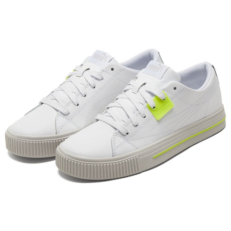 Puma Ever Fs Fabric Synthetic Leather Casual Low-Top Sneakers Unisex Sneakers White Yellow 383029-04