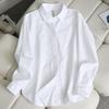 Women's Loose-Fit Korean Style Cotton Shirt - Early Spring 2025 French Casual Long Sleeve Top