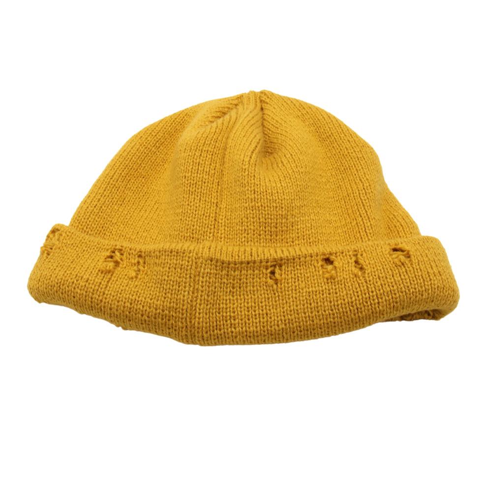 Hat Female Ins Harajuku Versatile Cold Hat Solid Color Hip Hop Retro Trendy Hole Flow Knitted Hat