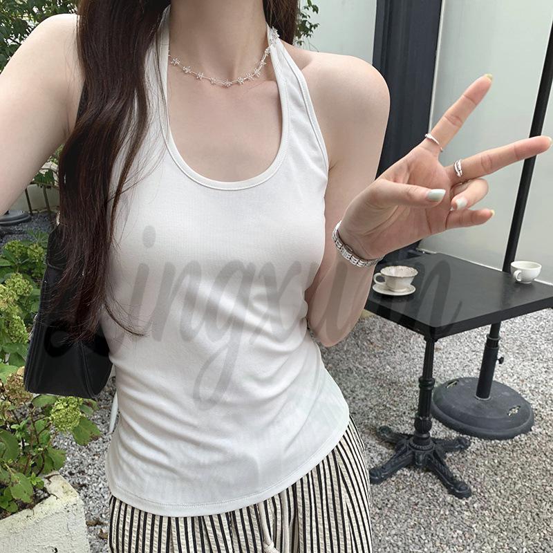 High-End White Halter Neck Backless Tank Top - Women s Summer 2026 New Style Sleeveless Crop Top Extra Large белый