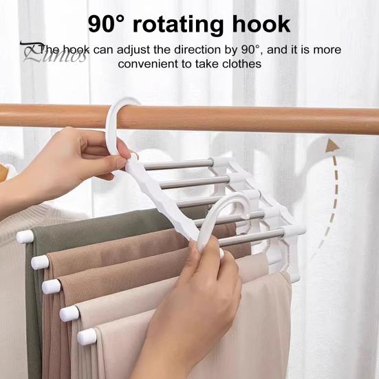 Pants Hanger with Rotatable Hook Strong Load-bearing Telescopic Folding Multifunctional Pants Rack Trousers Hanger